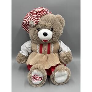 2023 Snowflake Teddy Bear Tan Ginger Bread Baker in Stripes Christmas Outfit 16”